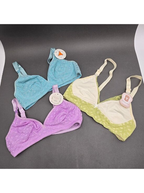 Belabumbum Other - Belabumbum Lace Nursing Bra Lot Of 3 Small Pastel Blue Purple Cream Maternity
